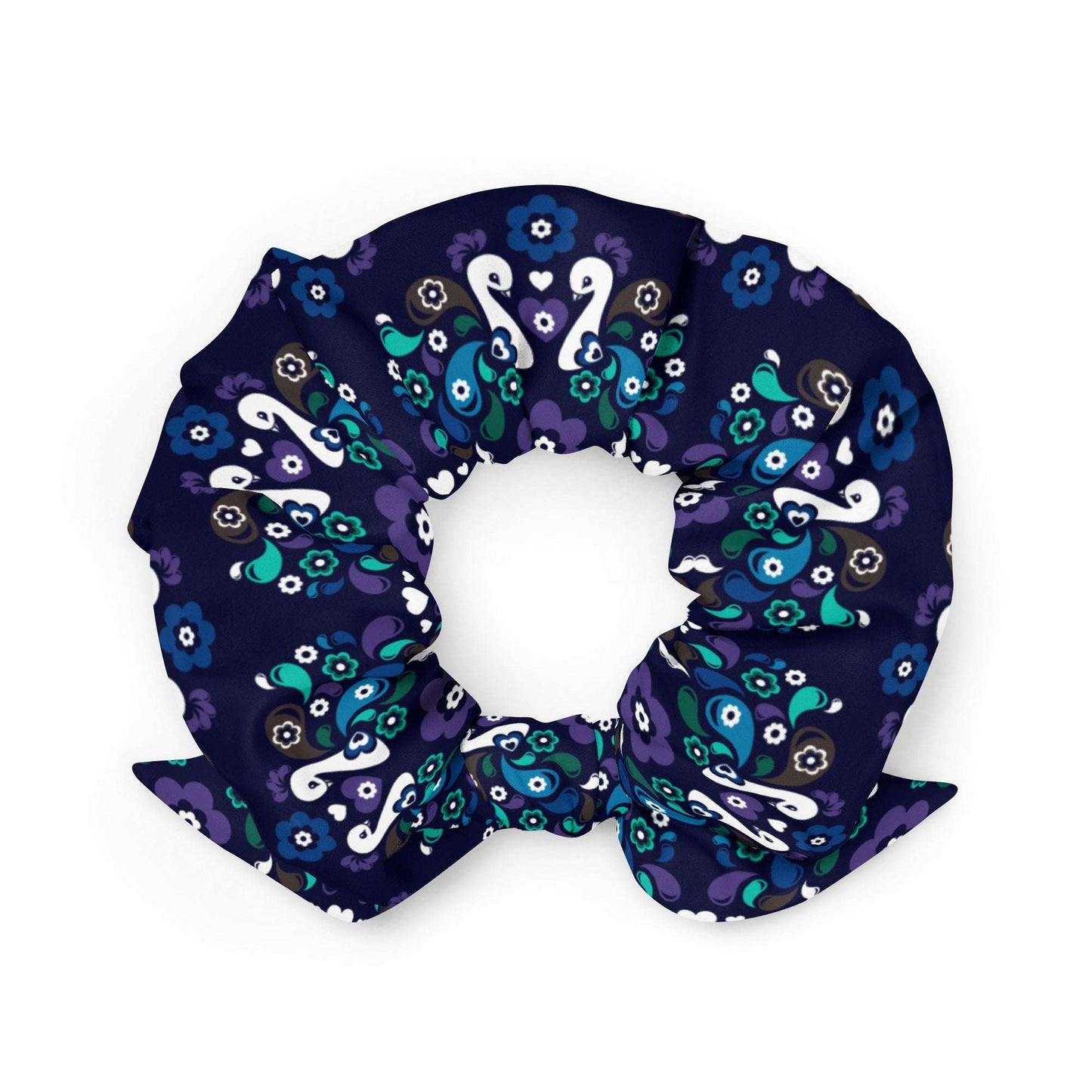 Scrunchie - PEACOCK LOVE mystic blue - Glorious peacock print