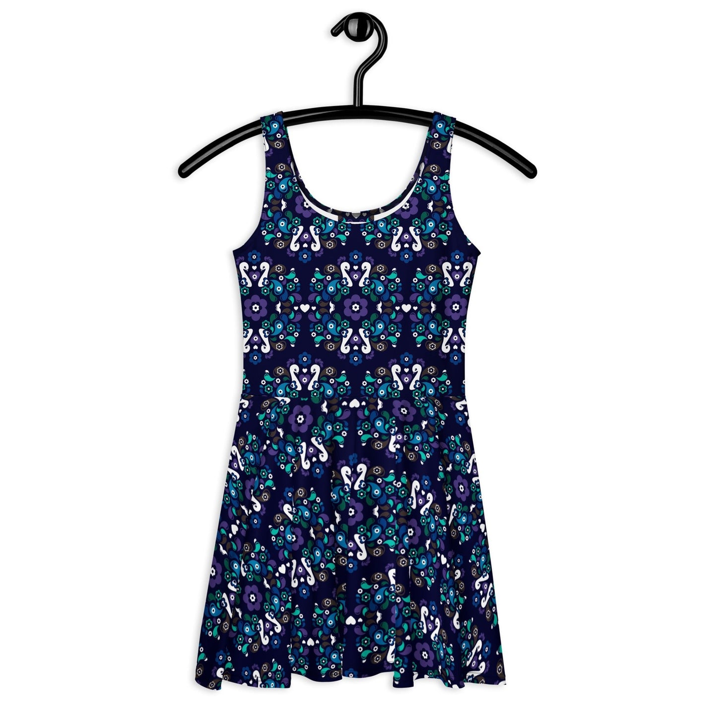 Skater dress - PEACOCK LOVE mystic blue - Glorious peacock print 3XL