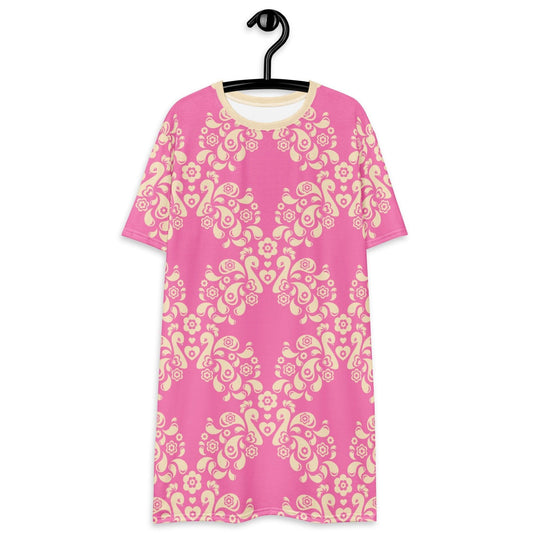 T-shirt dress - PEACOCK LOVE pink - Glorious peacock print 6XL