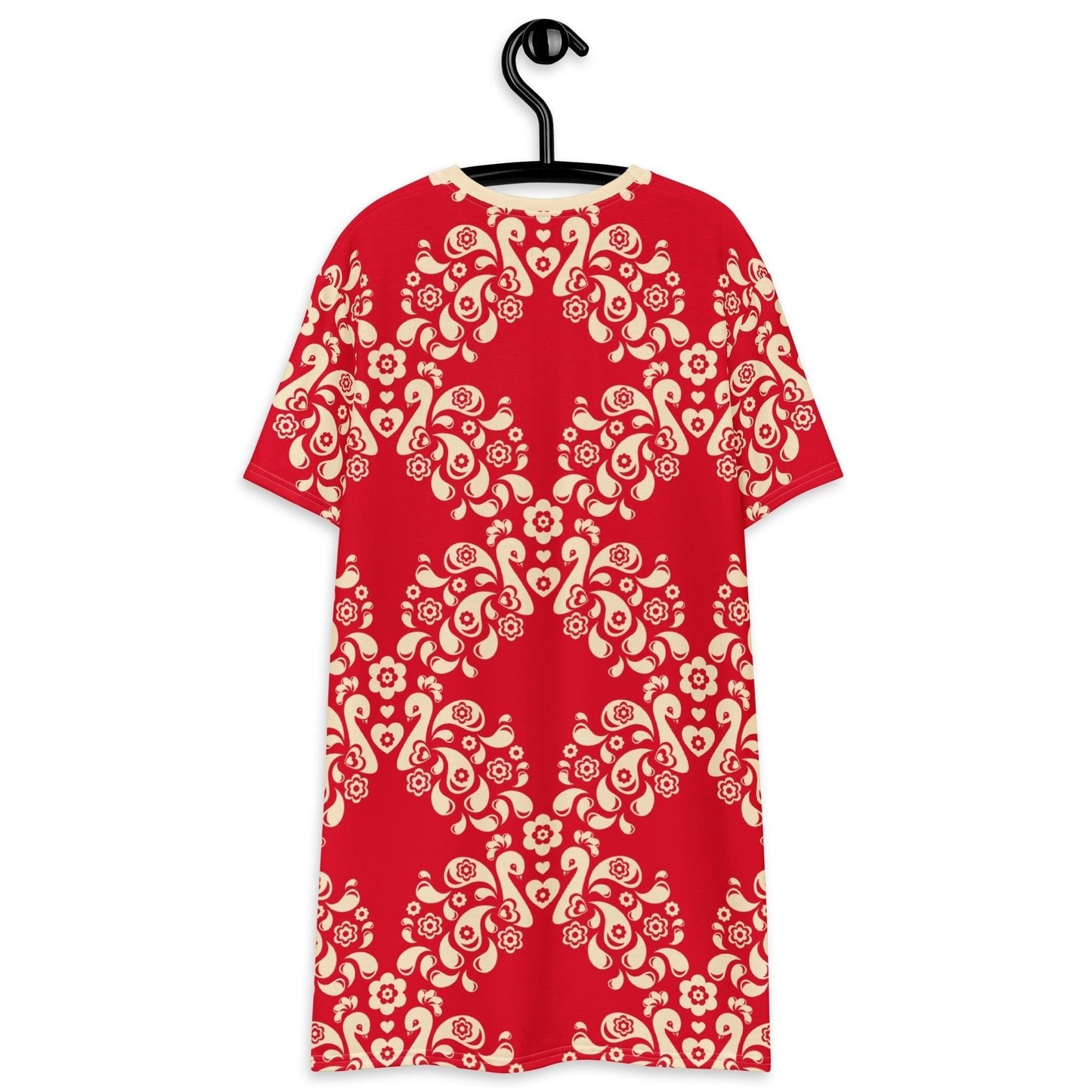 T-shirt dress - PEACOCK LOVE red - Glorious peacock print