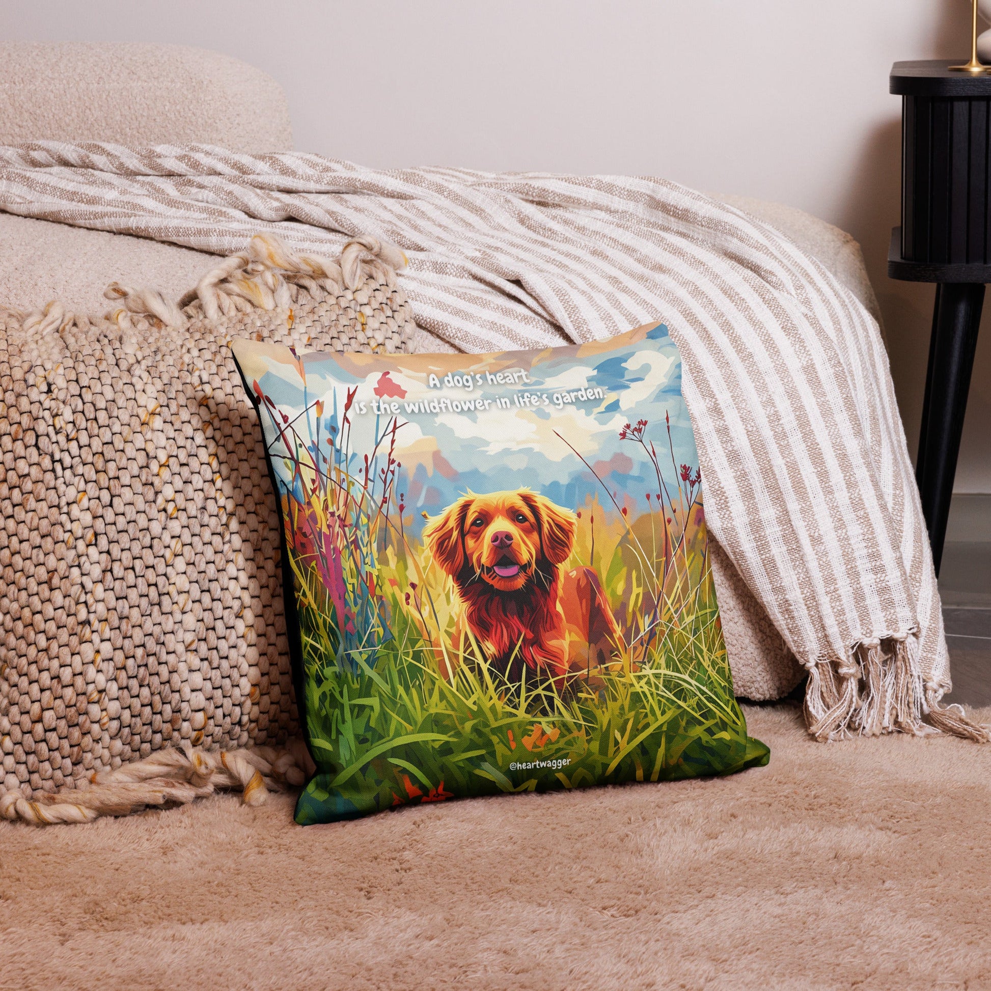 Pillow Case - A dog’s heart is the wildflower in life’s garden 18″×18″