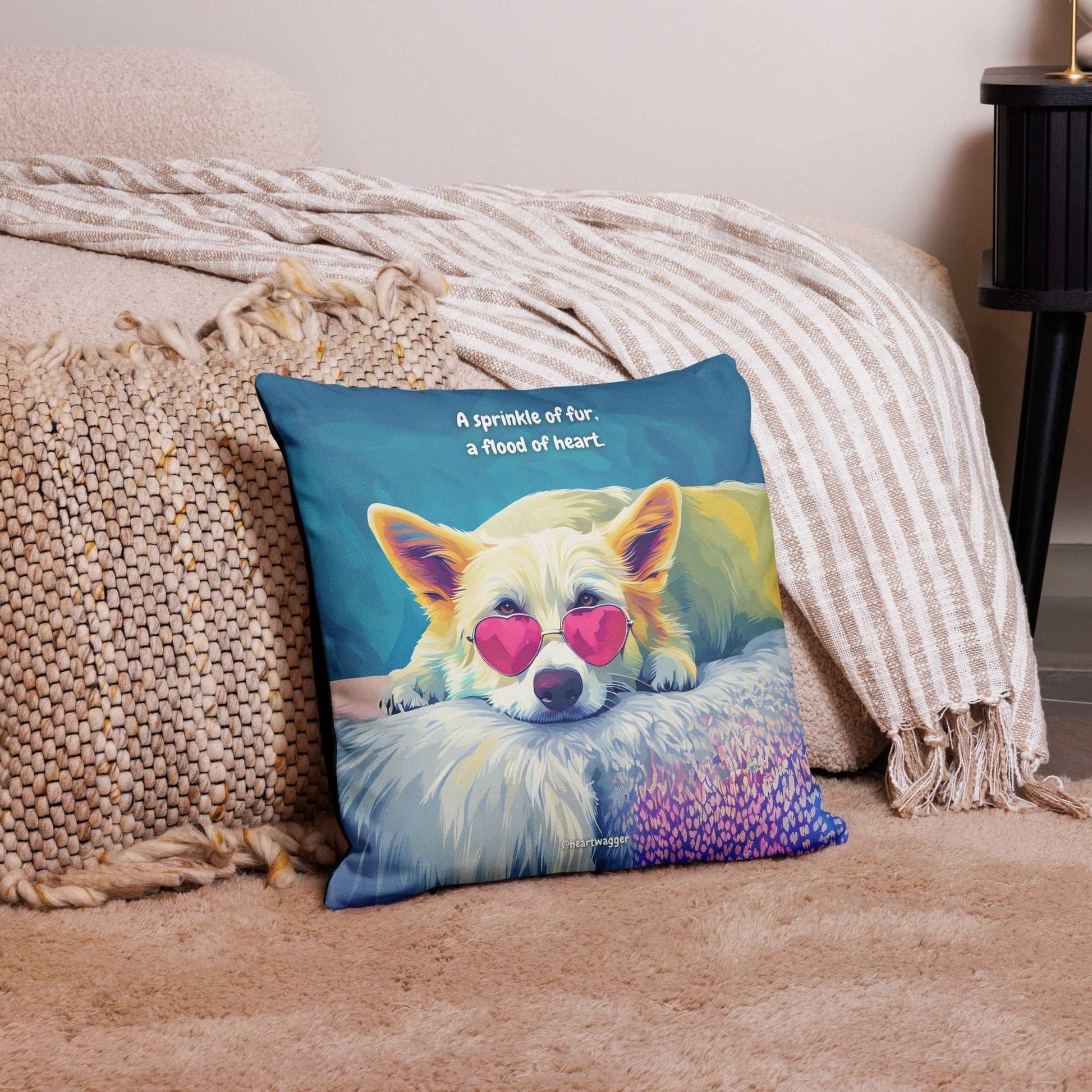 Pillow Case - A sprinkle of fur, a flood of heart 18″×18″