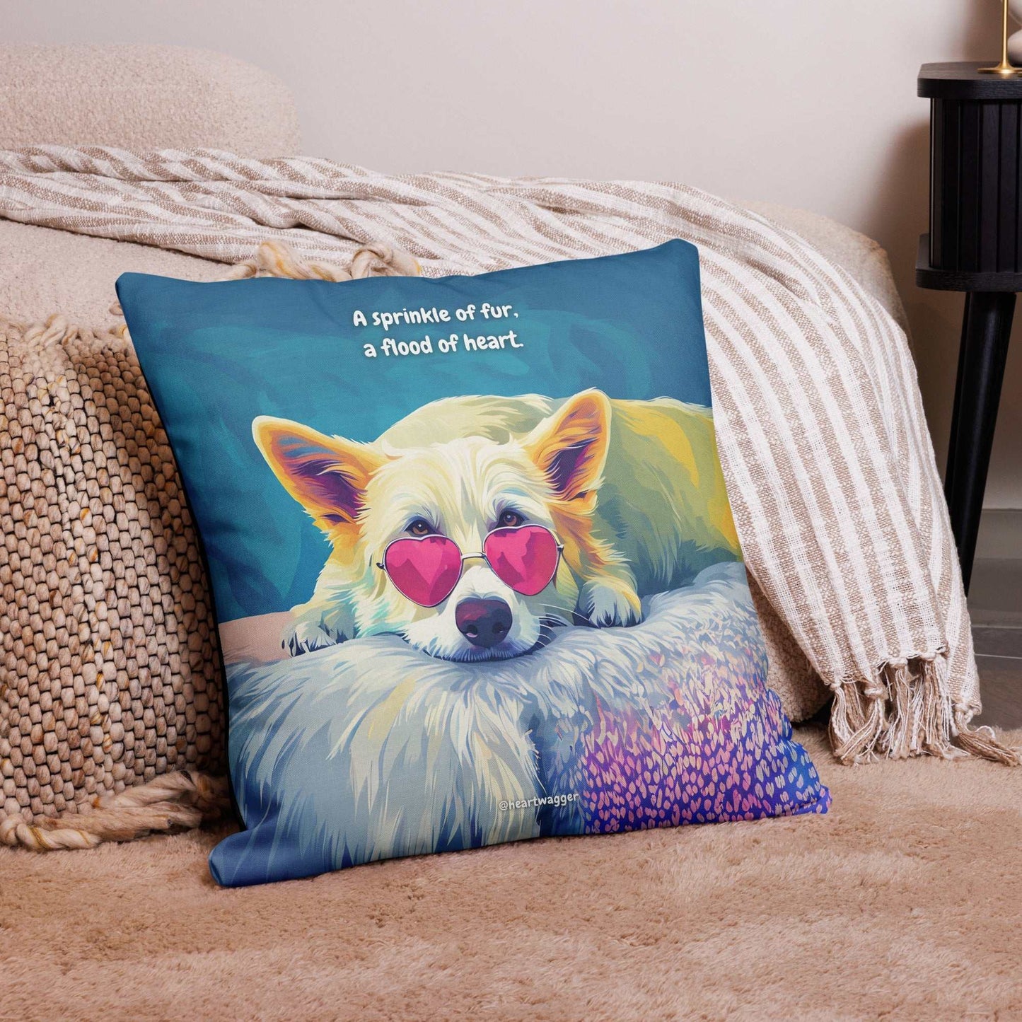Pillow Case - A sprinkle of fur, a flood of heart 22″×22″
