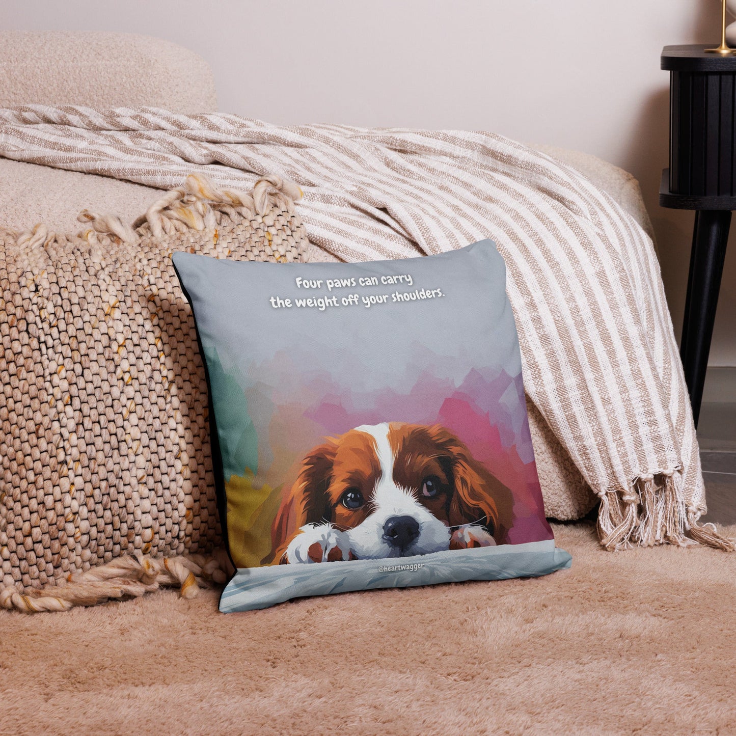 Pillow Case - Four paws can carry the weight off your shoulders 18″×18″