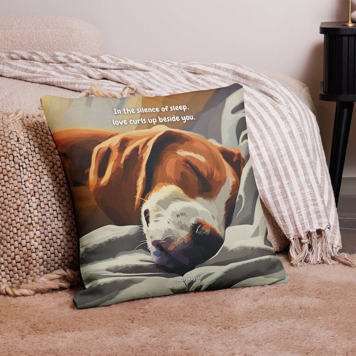 Pillow Case - In the silence of sleep, love curls up beside you 22″×22″