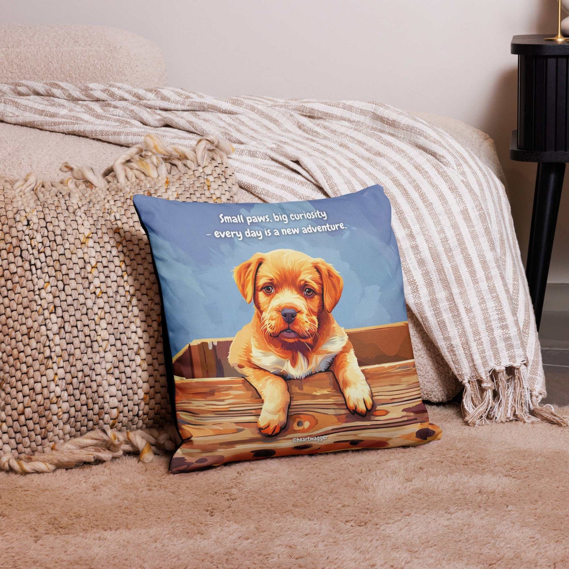 Pillow Case - Small paws, big curiosity - every day is a new adventure 18″×18″