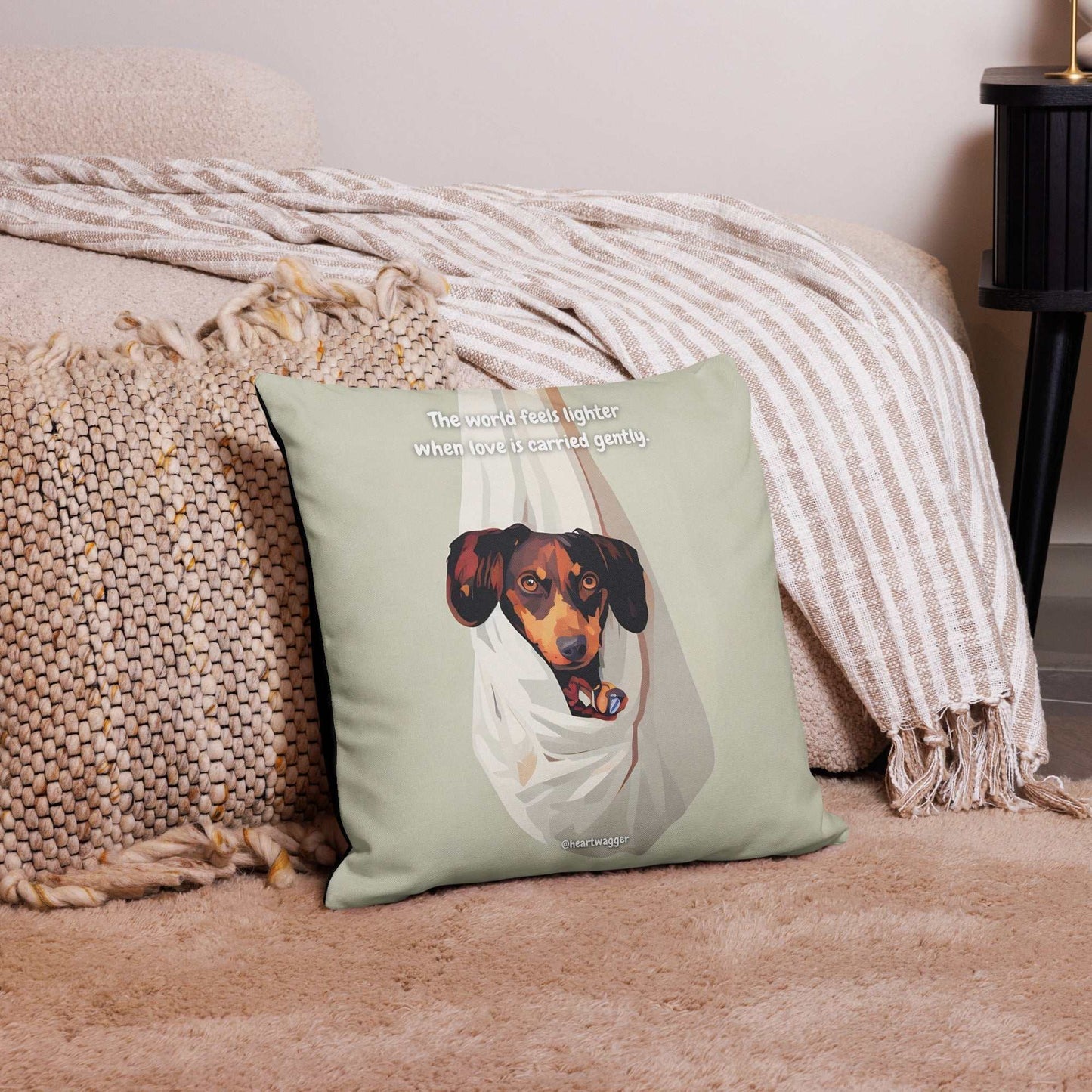 Pillow Case - The world feels lighter when love is carried gently 18″×18″