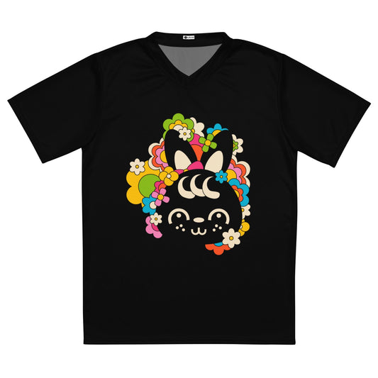 Sports Jersey - POPBUNNY black (bunny) - Playful bunnies and flowers print 6XL