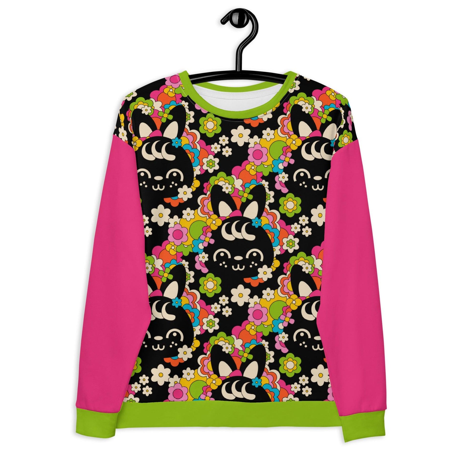 Sweatshirt - POPBUNNY - Playful bunnies and flowers print 3XL