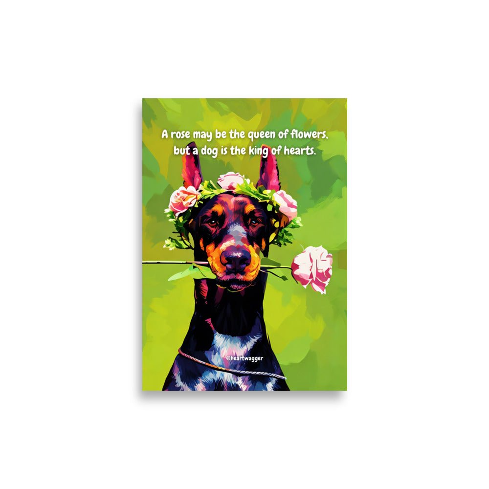 Poster - A rose may be the queen of flowers, but a dog is the king of hearts 21×30 cm