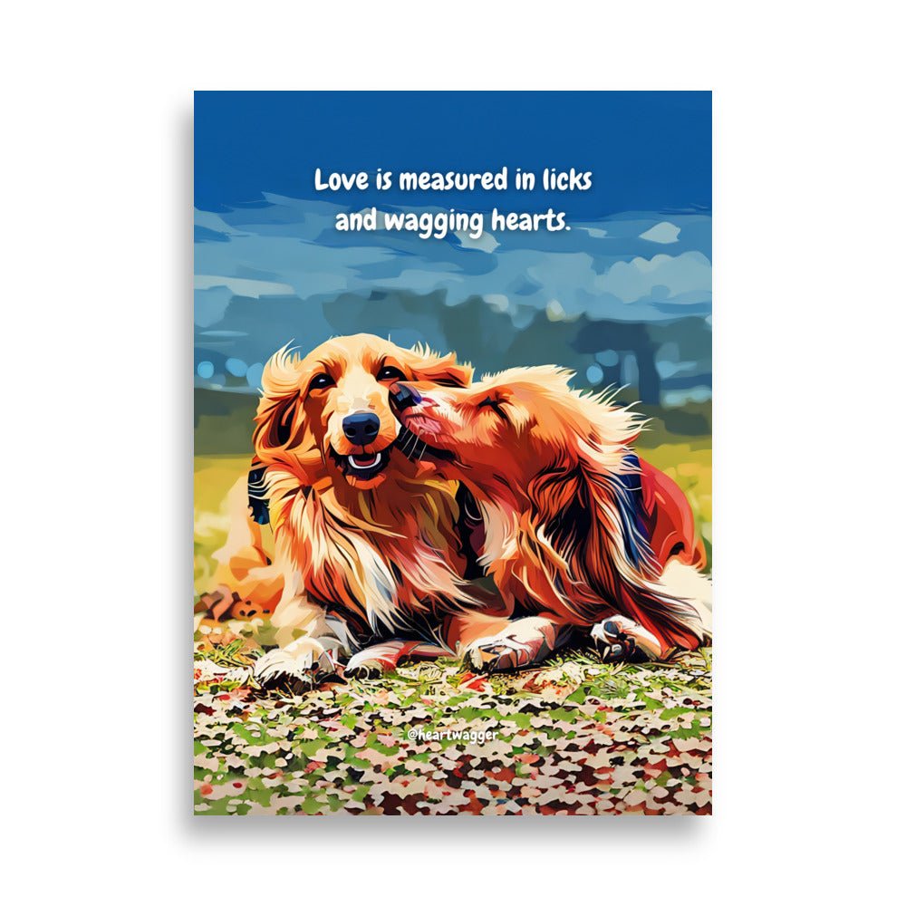 Poster - Love is measured in licks and wagging hearts 50×70 cm