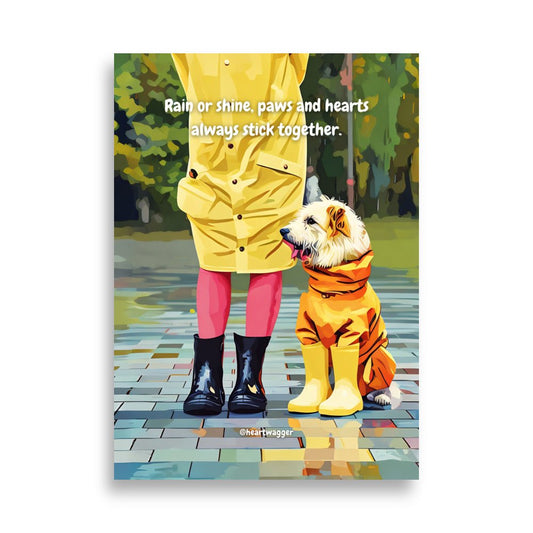Poster - Rain or shine, paws and hearts always stick together 50×70 cm