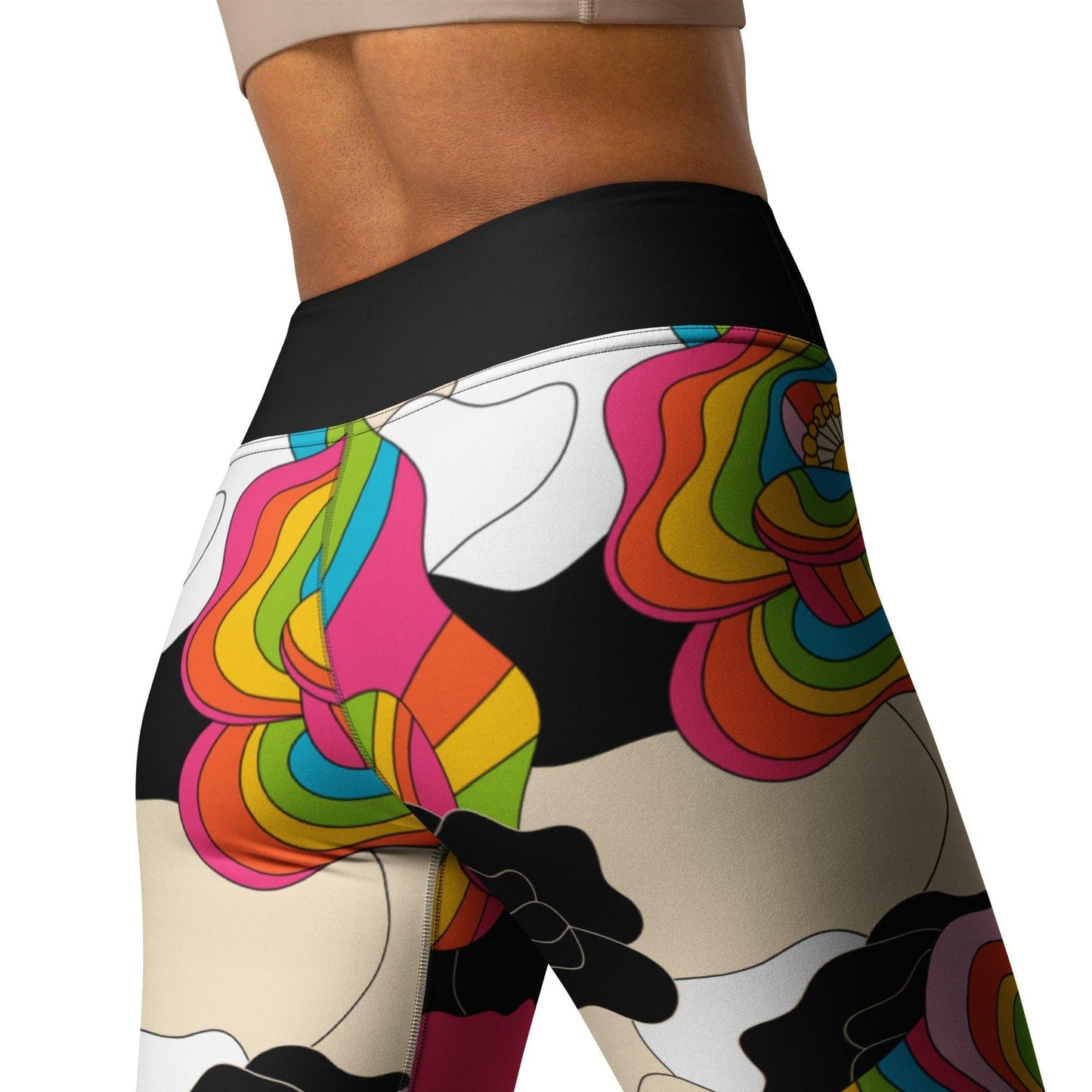 Yoga leggings -2- RAINBOW POPPY - Bold rainbow poppies print