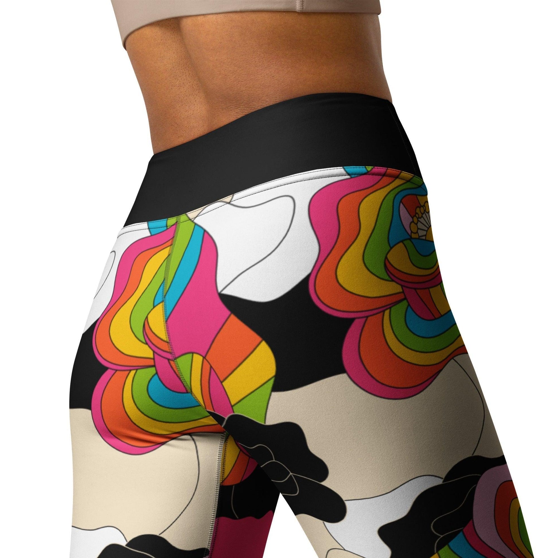 Yoga leggings -2- RAINBOW POPPY - Bold rainbow poppies print