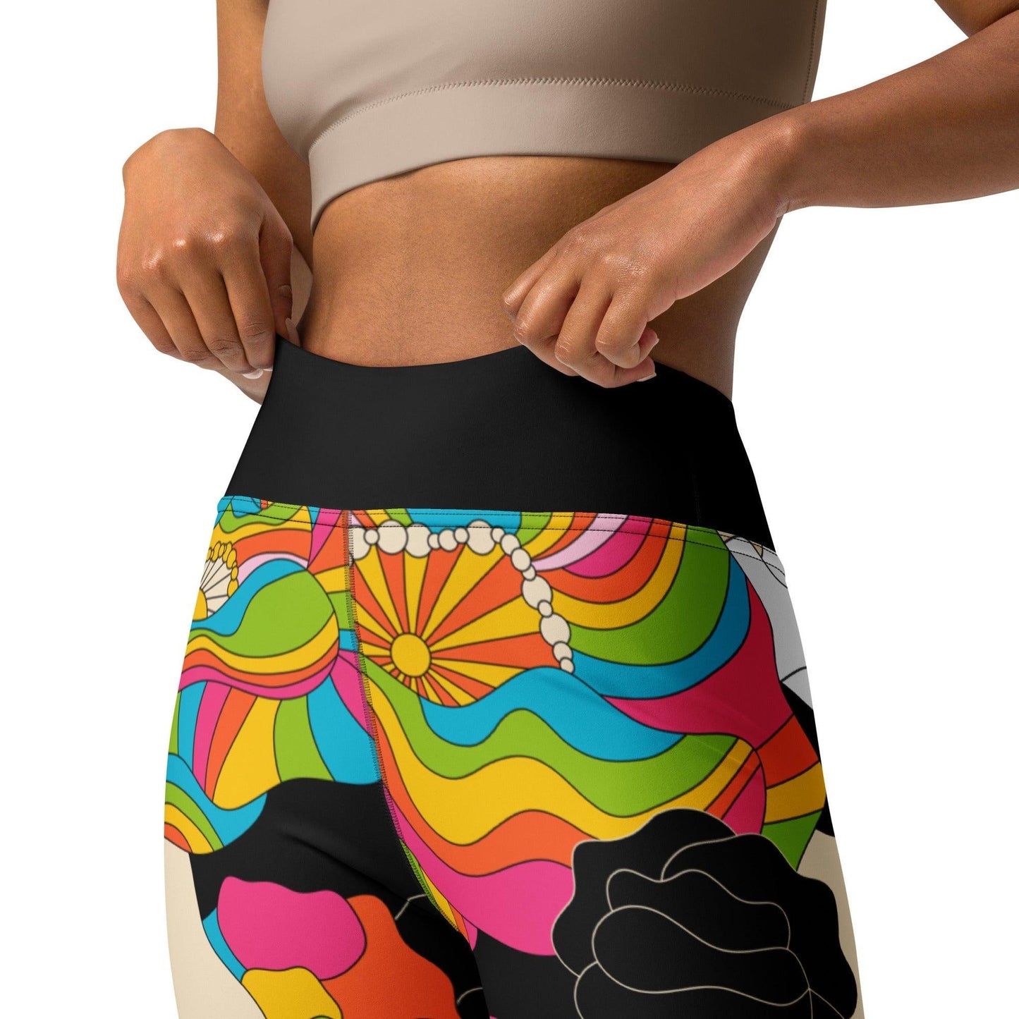 Yoga leggings -2- RAINBOW POPPY - Bold rainbow poppies print