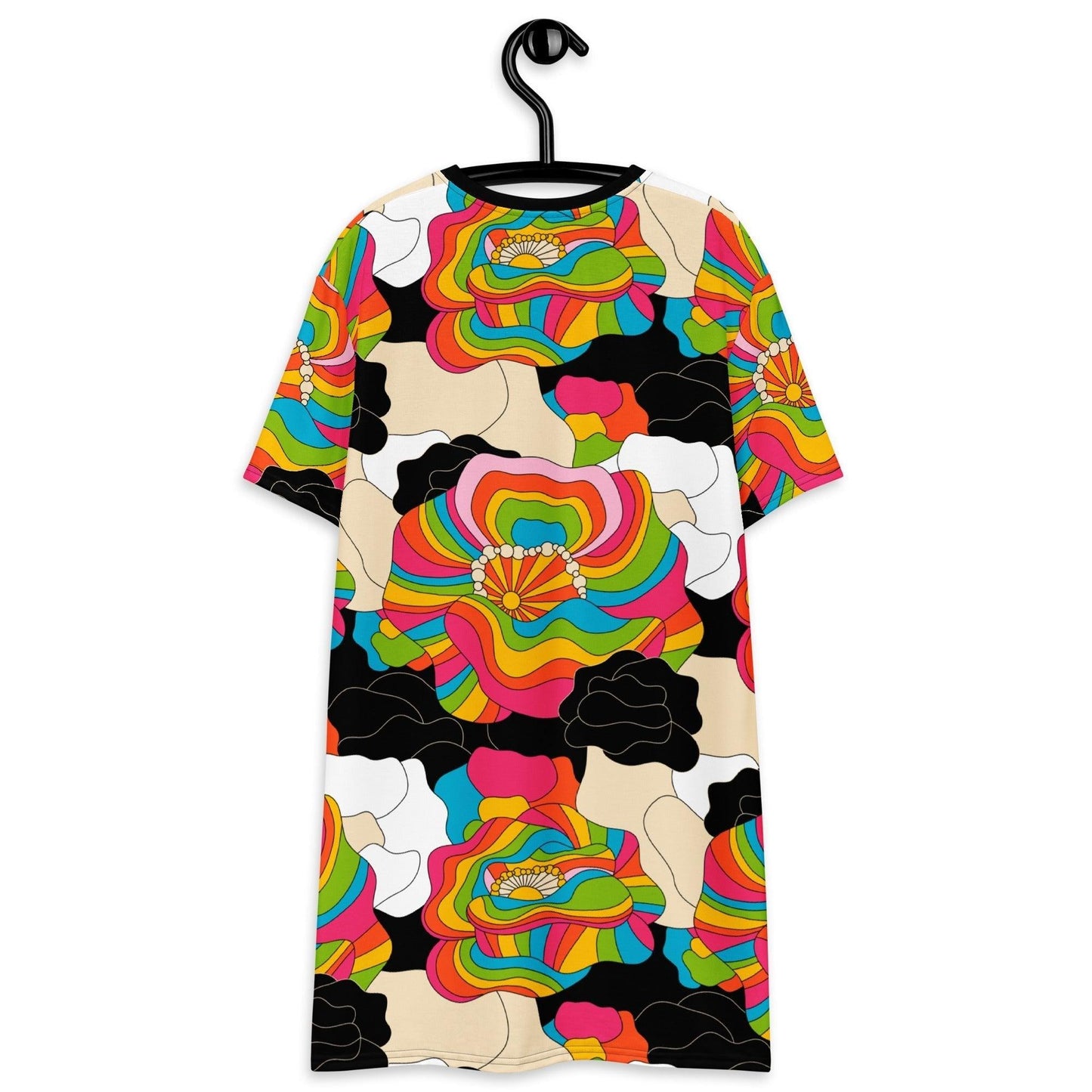 T-shirt dress - RAINBOW POPPY - Bold rainbow poppies print