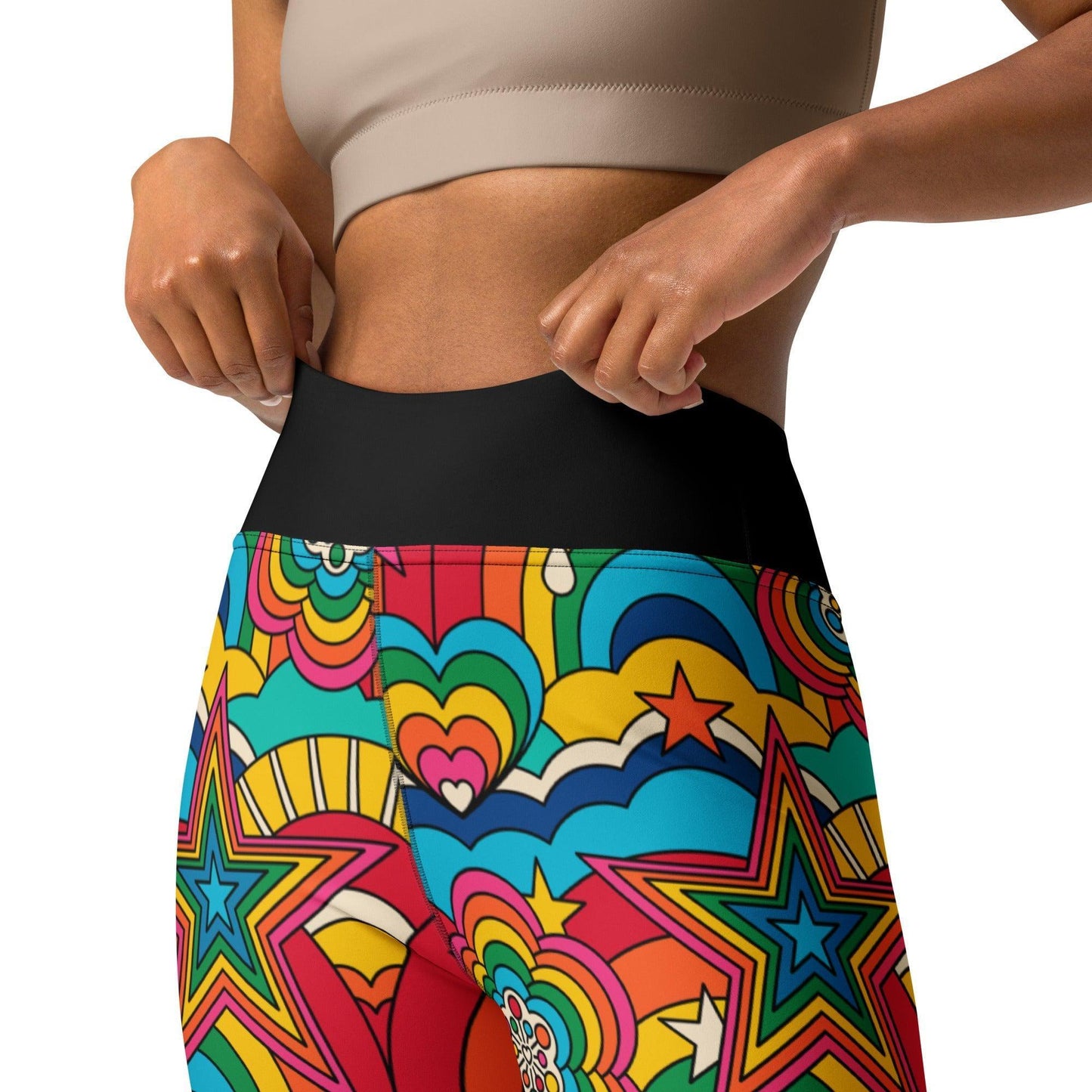 Yoga leggings -2- RAINBOW RAVE - Bold rainbow sky print