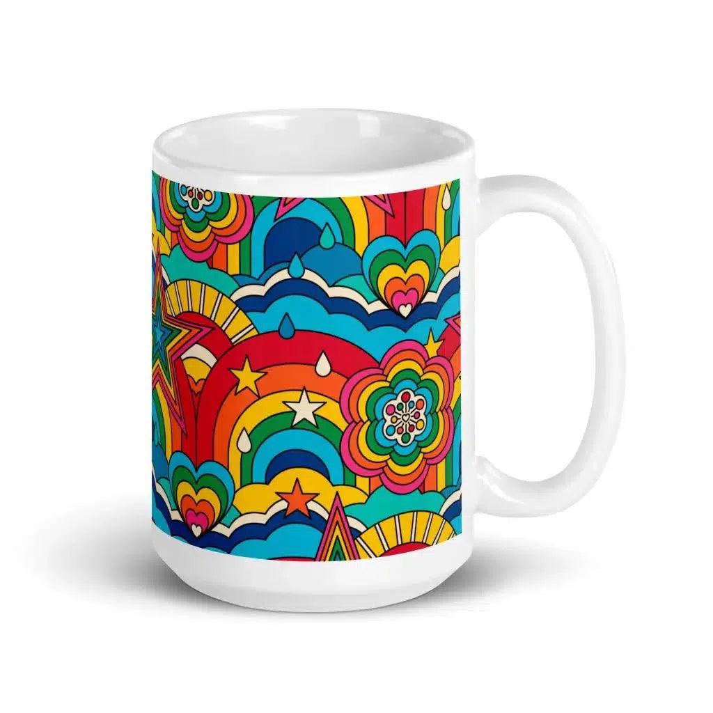 Mug - RAINBOW RAVE - Bold rainbow sky print 15oz