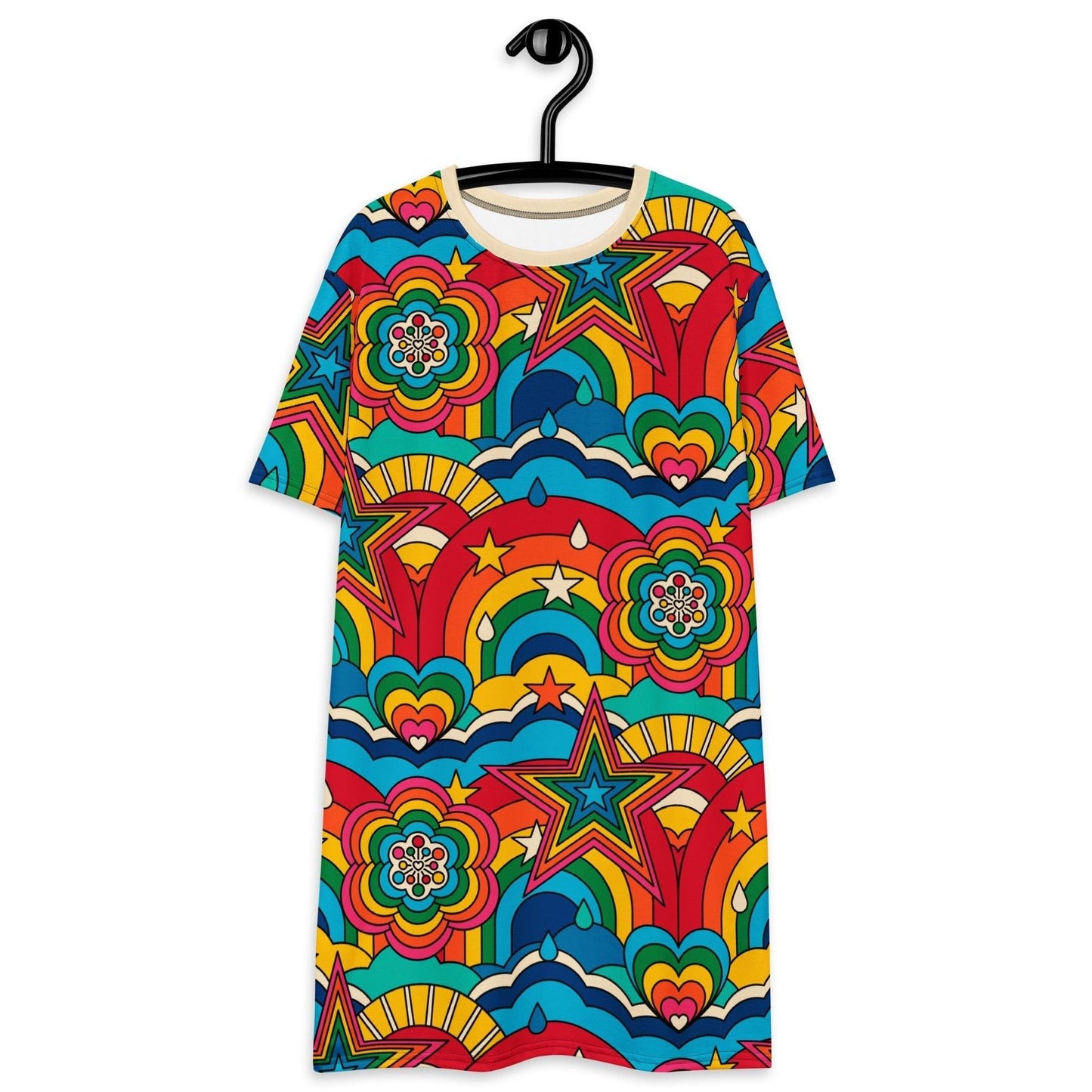 T-shirt dress - RAINBOW RAVE - Bold rainbow sky print 6XL