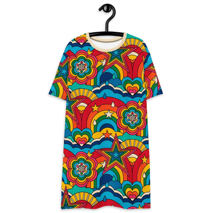 T-shirt dress - RAINBOW RAVE - Bold rainbow sky print 6XL