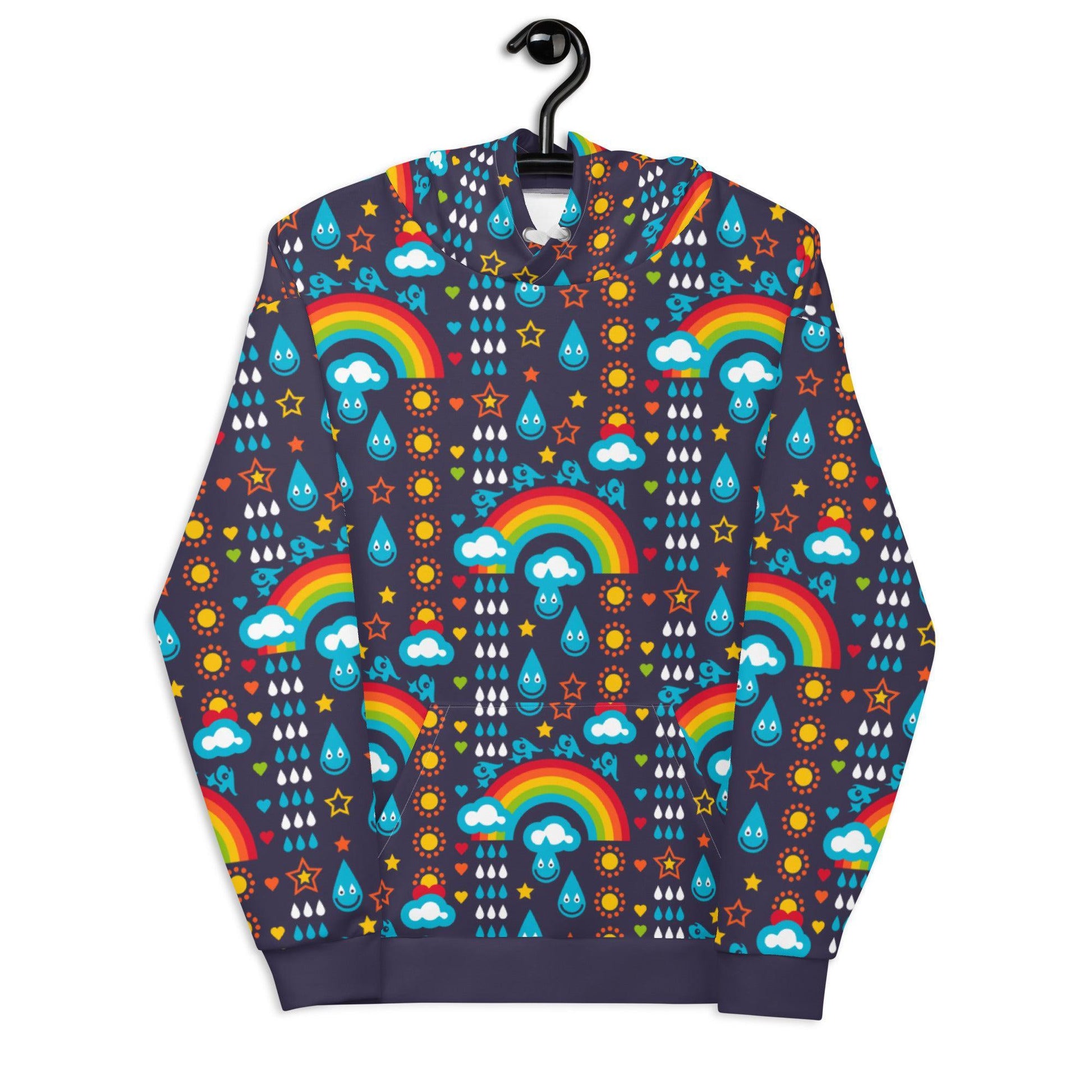 Hoodie - RAINBOWPHANT blue - Rainbows and elephants print 6XL
