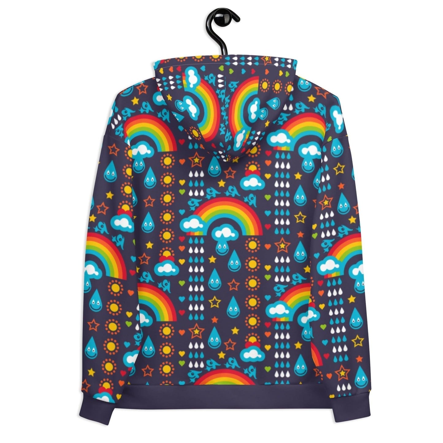 Hoodie - RAINBOWPHANT blue - Rainbows and elephants print