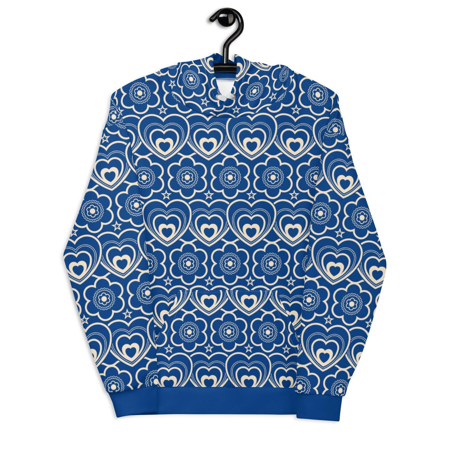Hoodie - RAMONA blue - Simple hearts and flowers print 6XL