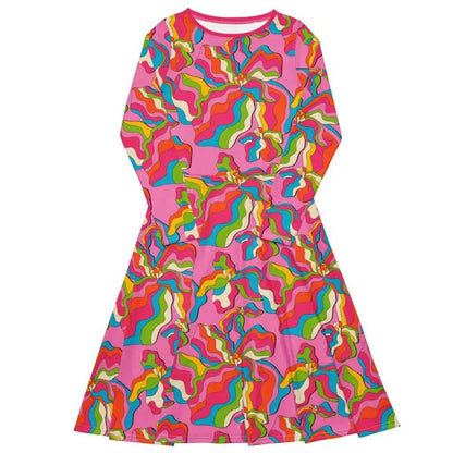 Midi dress - SASSY IRIS pink - Bold iris flower print