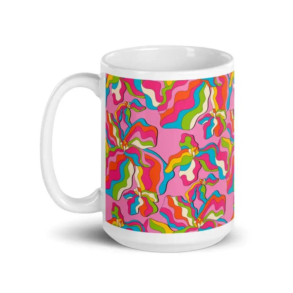 Mug - SASSY IRIS pink - Bold iris flower print