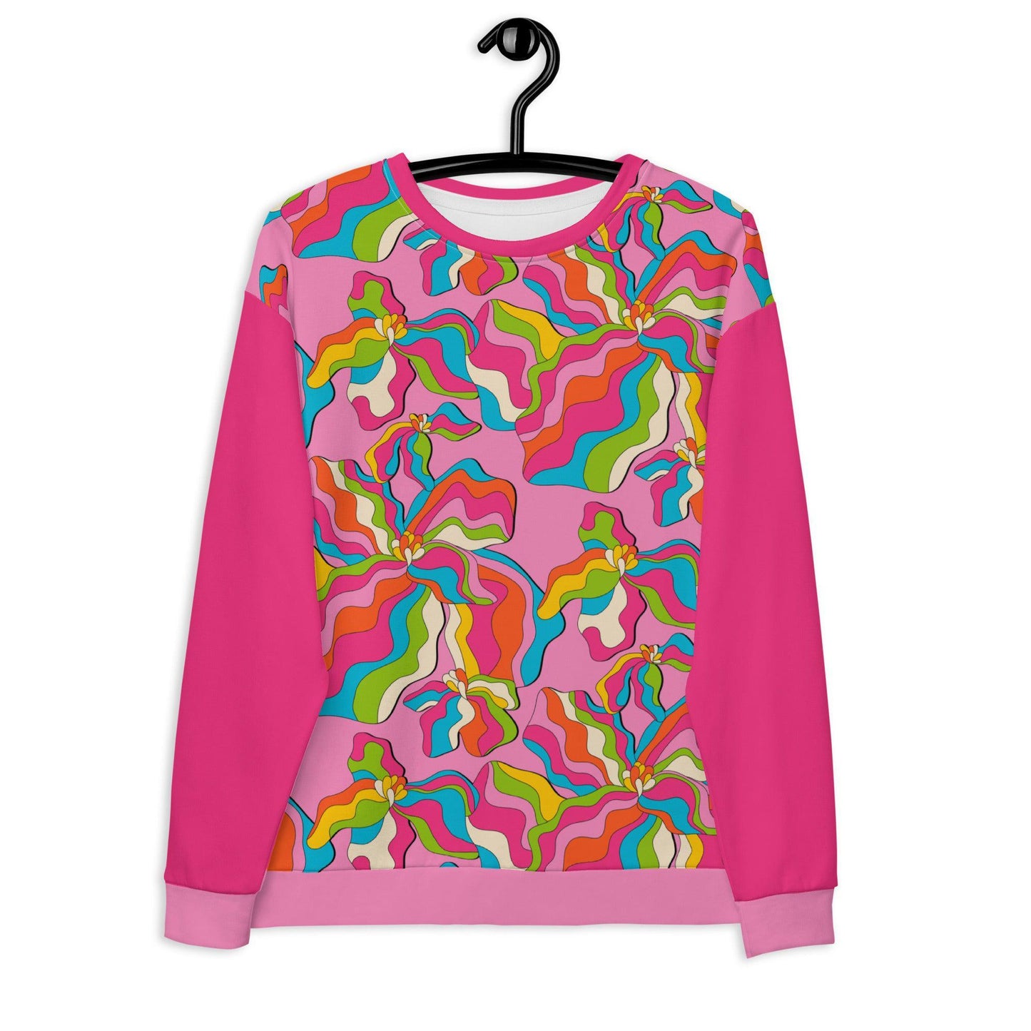 Sweatshirt - SASSY IRIS pink - Bold iris flower print 3XL