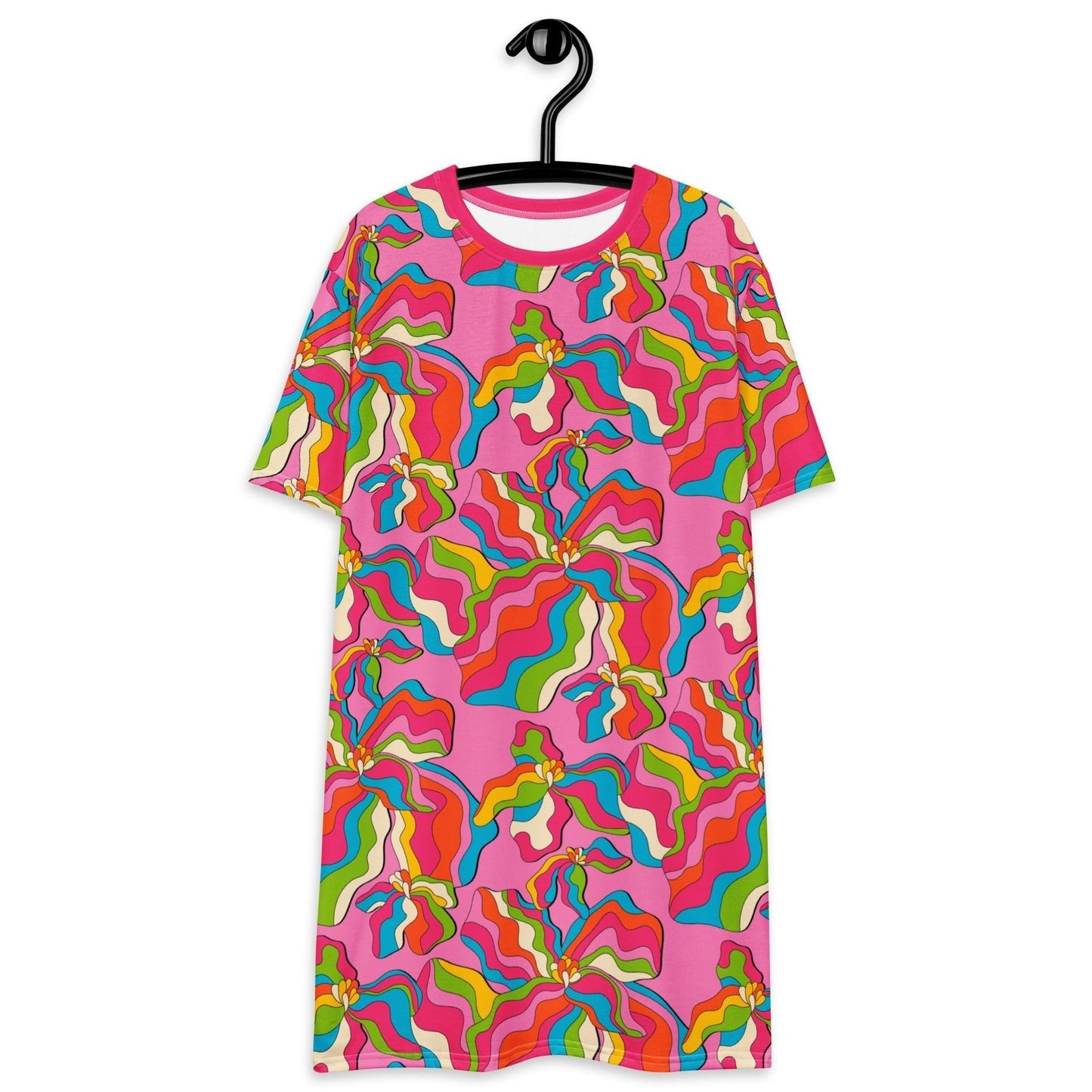 T-shirt dress - SASSY IRIS pink - Bold iris flower print 6XL