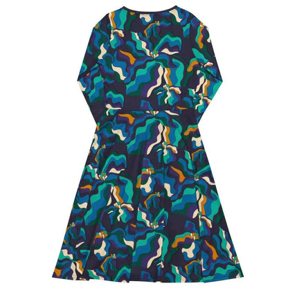 Midi dress - SASSY IRIS purple - Bold iris flower print