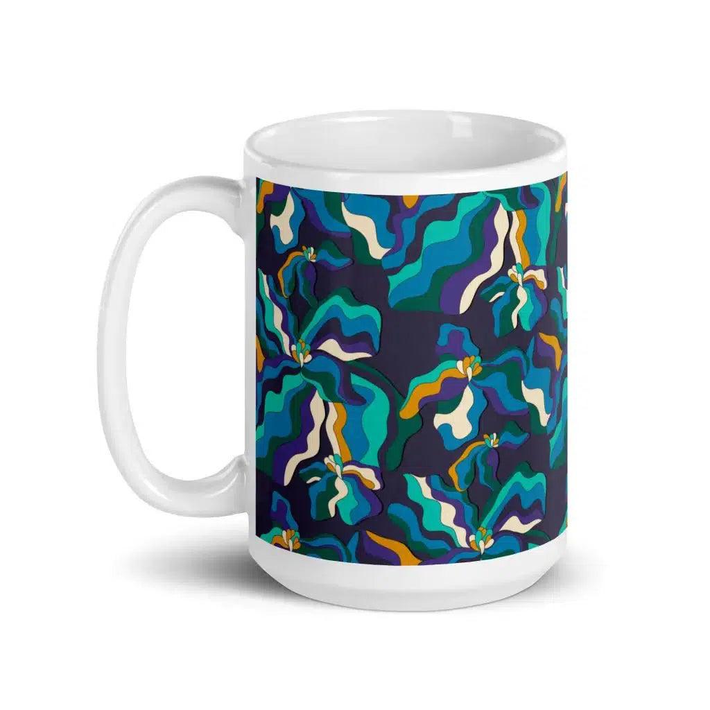 Mug - SASSY IRIS purple - Bold iris flower print
