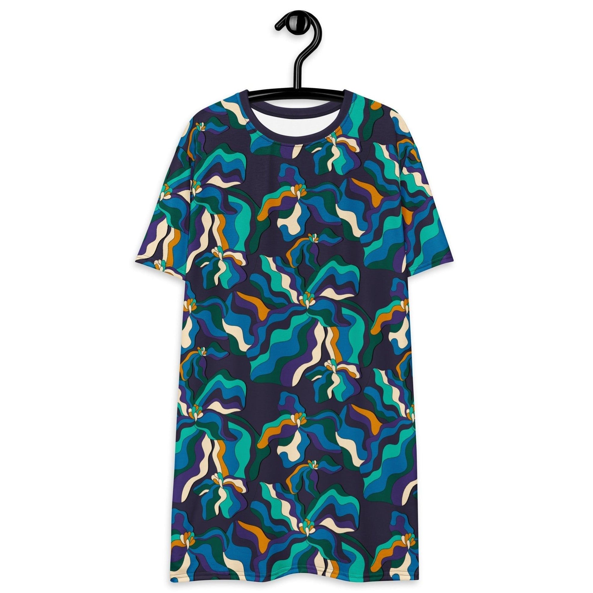 T-shirt dress - SASSY IRIS purple - Bold iris flower print 6XL