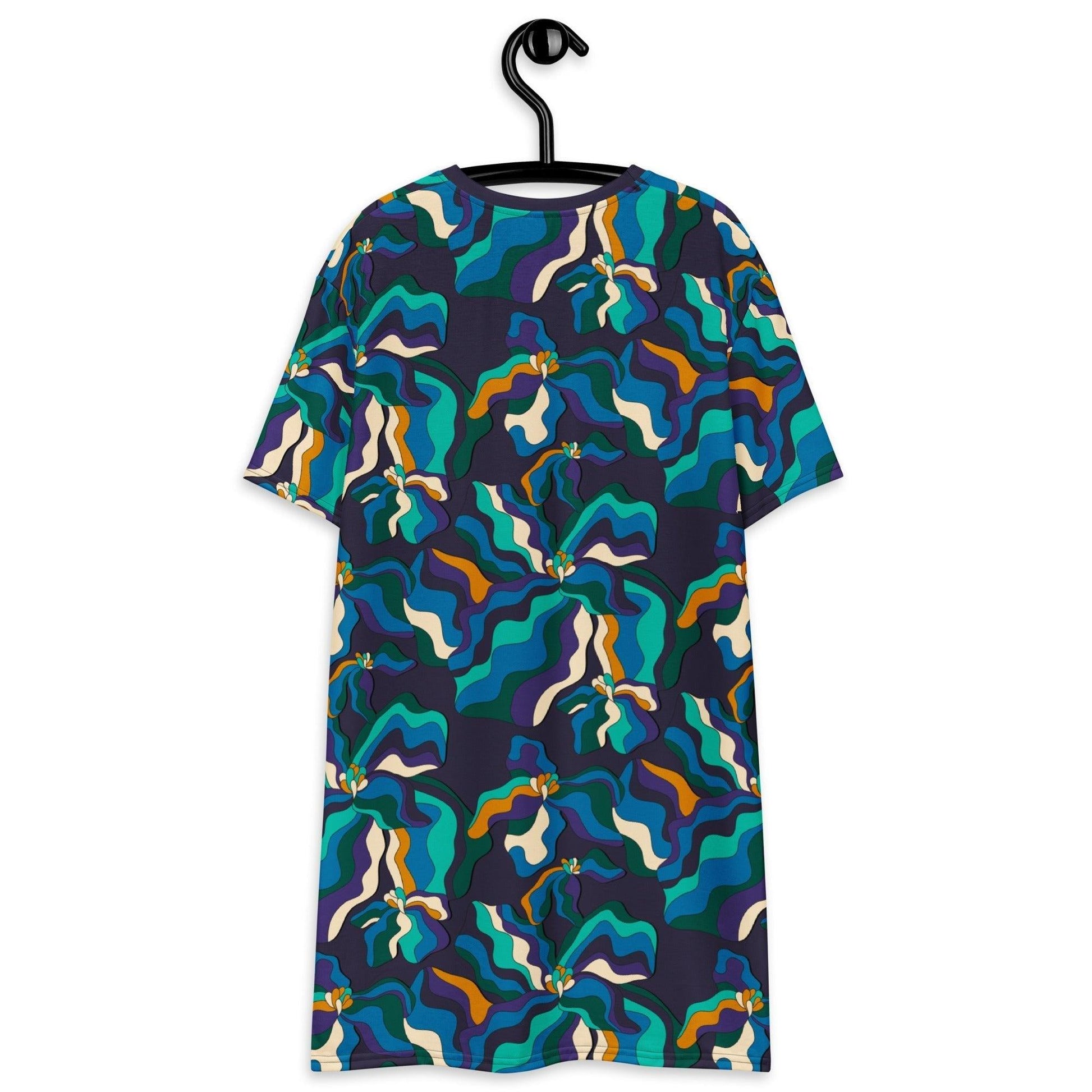T-shirt dress - SASSY IRIS purple - Bold iris flower print