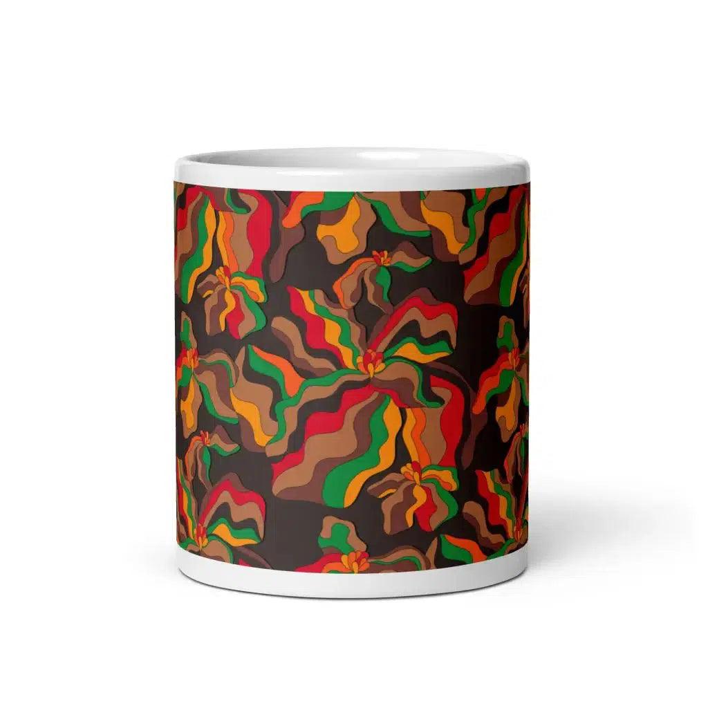 Mug - SASSY IRIS retro - Bold iris flower print 11oz
