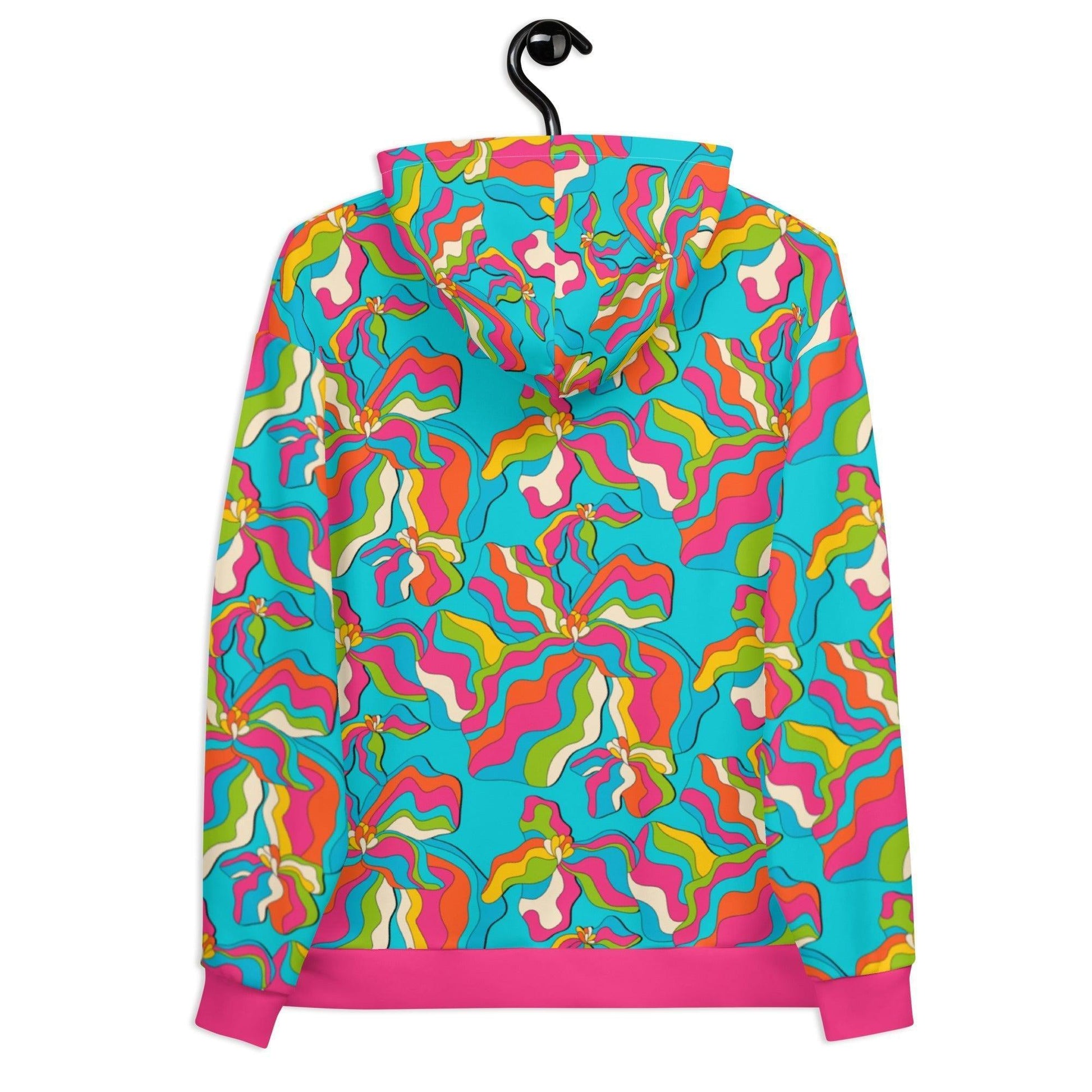 Hoodie - SASSY IRIS turquoise - Bold iris flower print