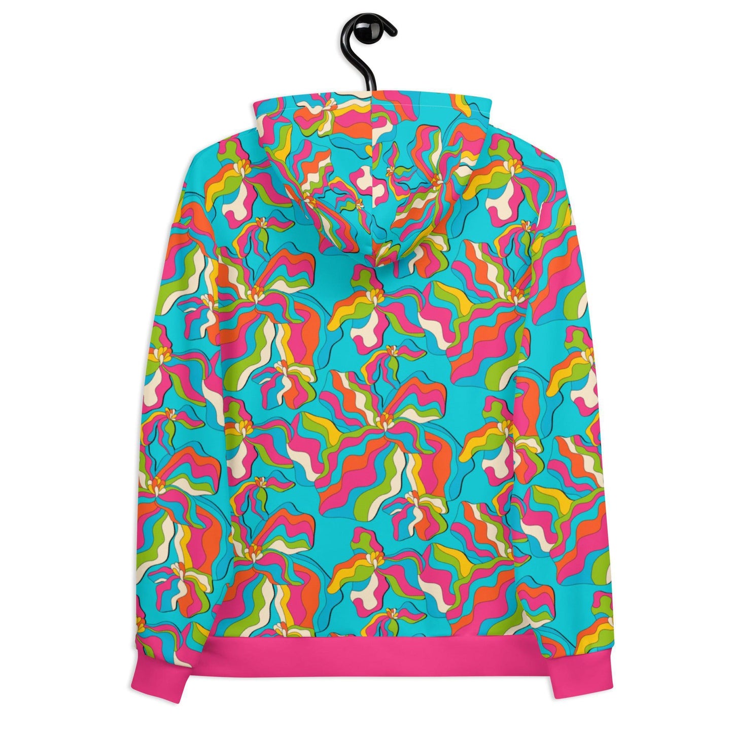 Hoodie - SASSY IRIS turquoise - Bold iris flower print
