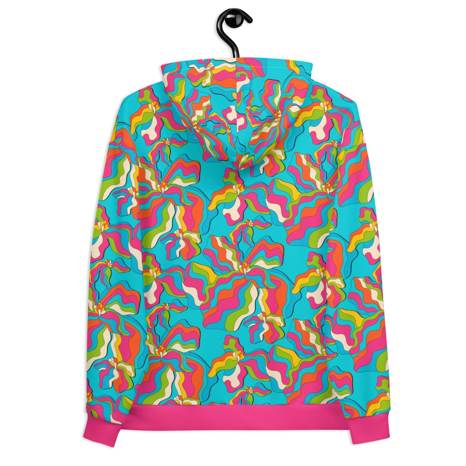 Hoodie - SASSY IRIS turquoise - Bold iris flower print