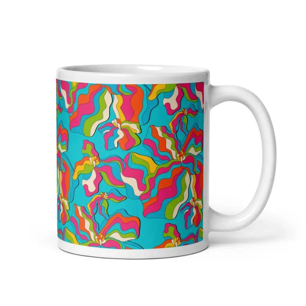 Mug - SASSY IRIS turquoise - Bold iris flower print