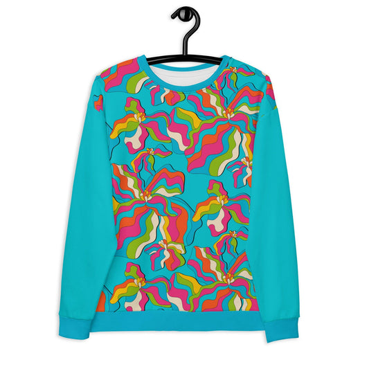 Sweatshirt - SASSY IRIS turquoise - Bold iris flower print 3XL