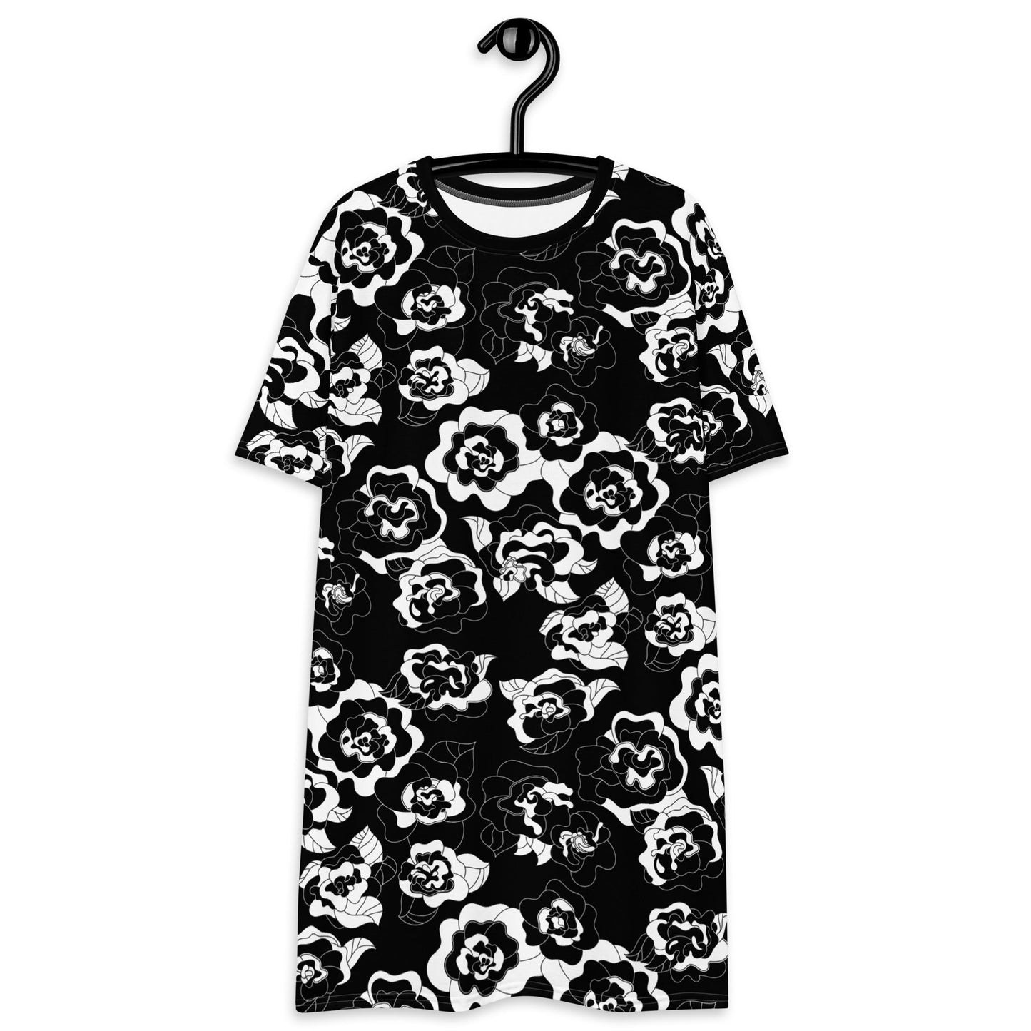 T-shirt dress - SERENITY bw - Simple elegant flower print 6XL