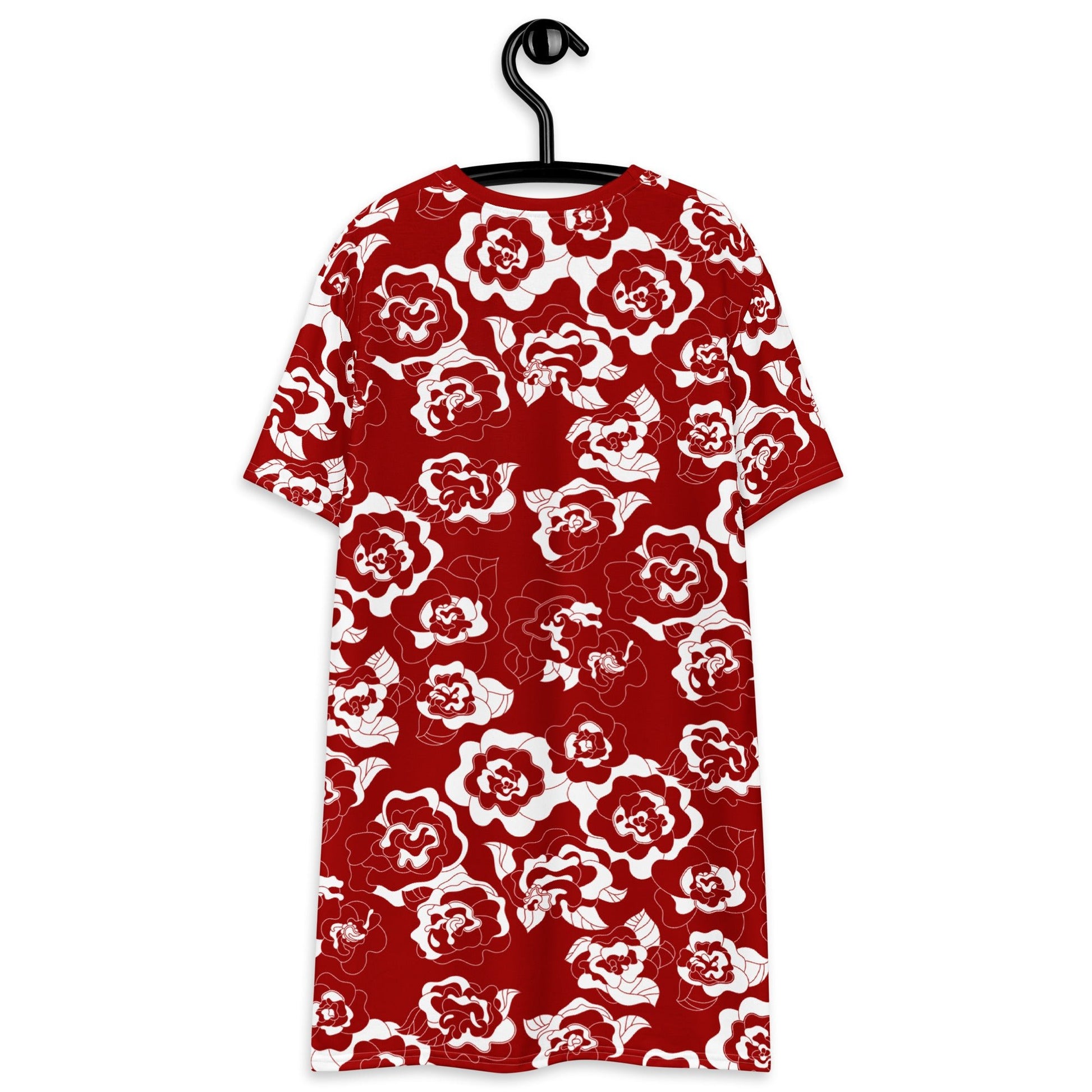 T-shirt dress - SERENITY scarlet - Simple elegant flower print