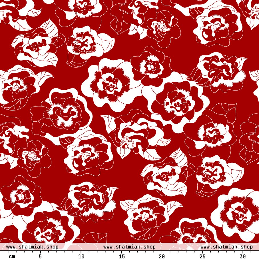 Fabric - SERENITY scarlet - Simple elegant flower print