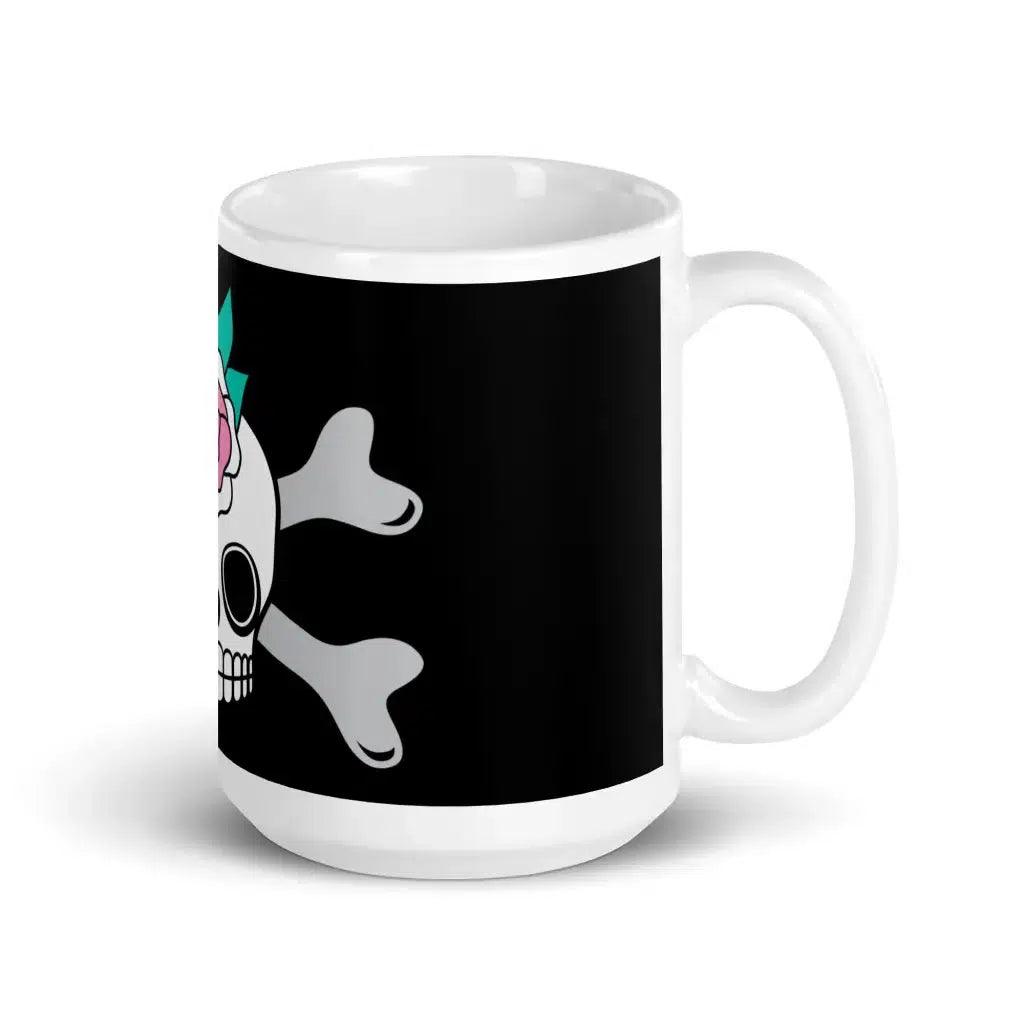 Mug - SKULLROSE black - Skulls and roses print 15oz
