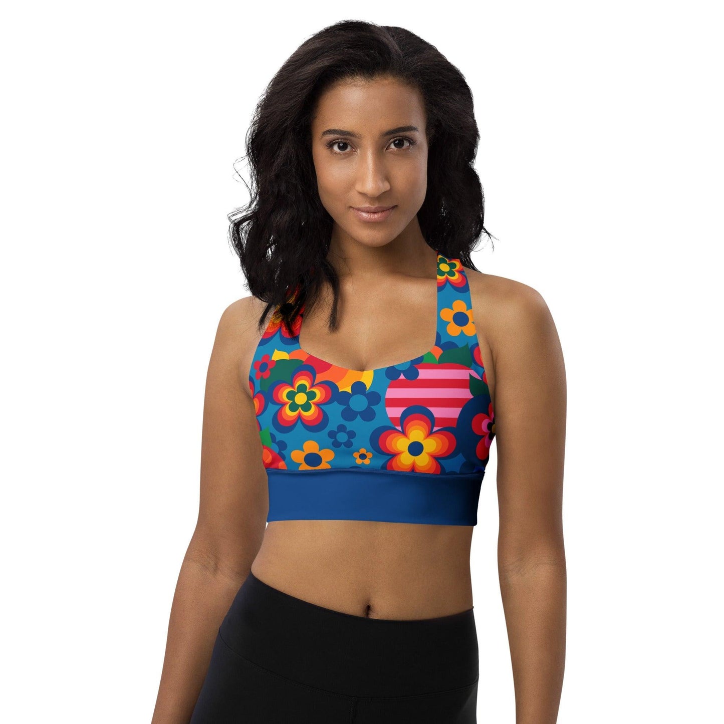 Sports bra - APPLEMANIA blue - Playful apple print 3XL