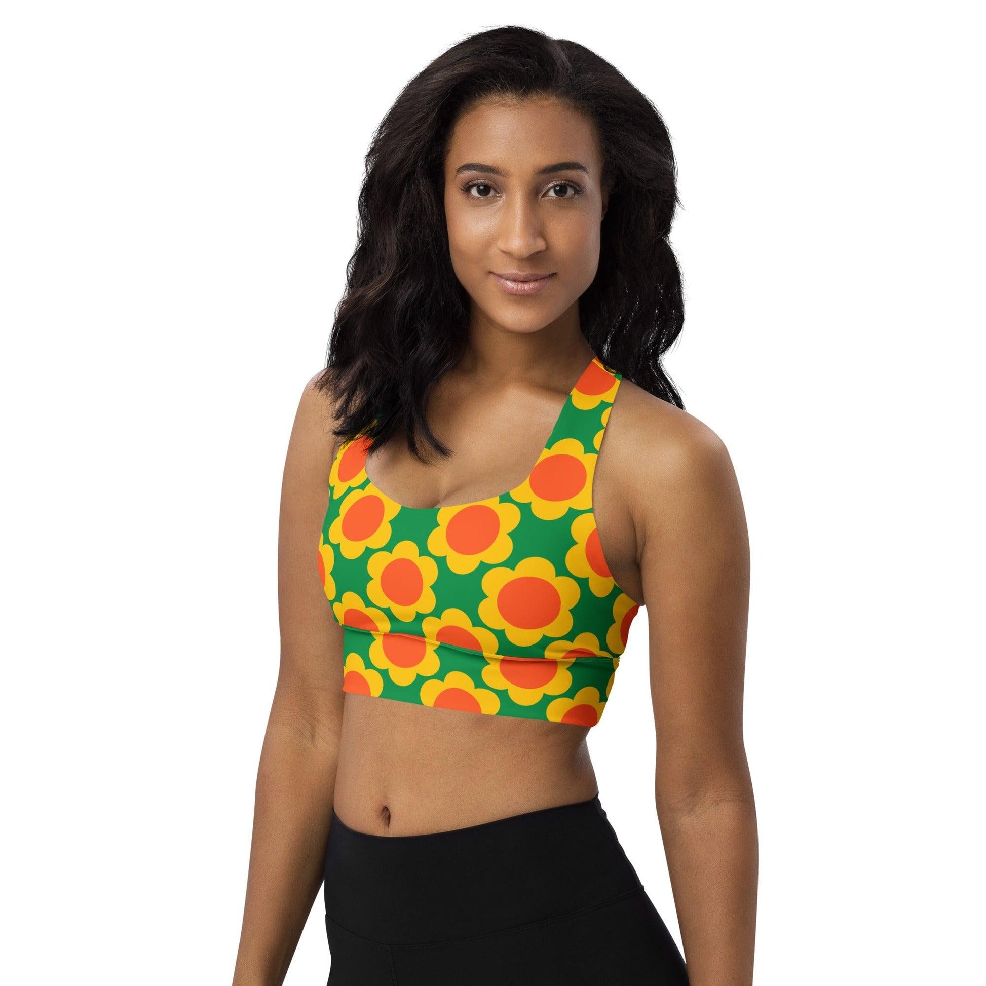 Sports bra - ELLIE green - Classic floral print