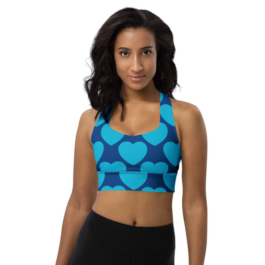 Sports Bra - ELLIE LOVE blue - Bold Heart Print