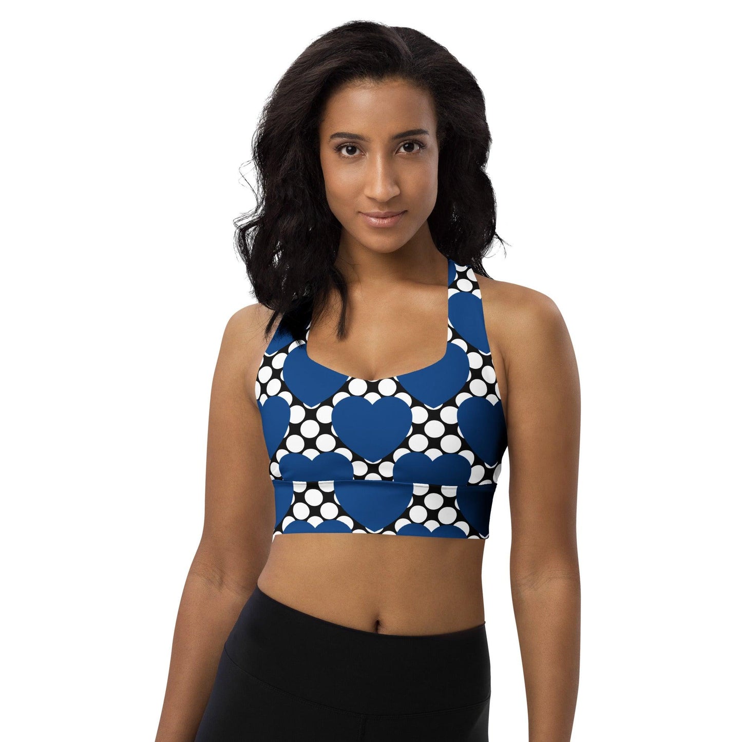 Sports bra - ELLIE LOVE DOT blue black - Bold heart print 3XL