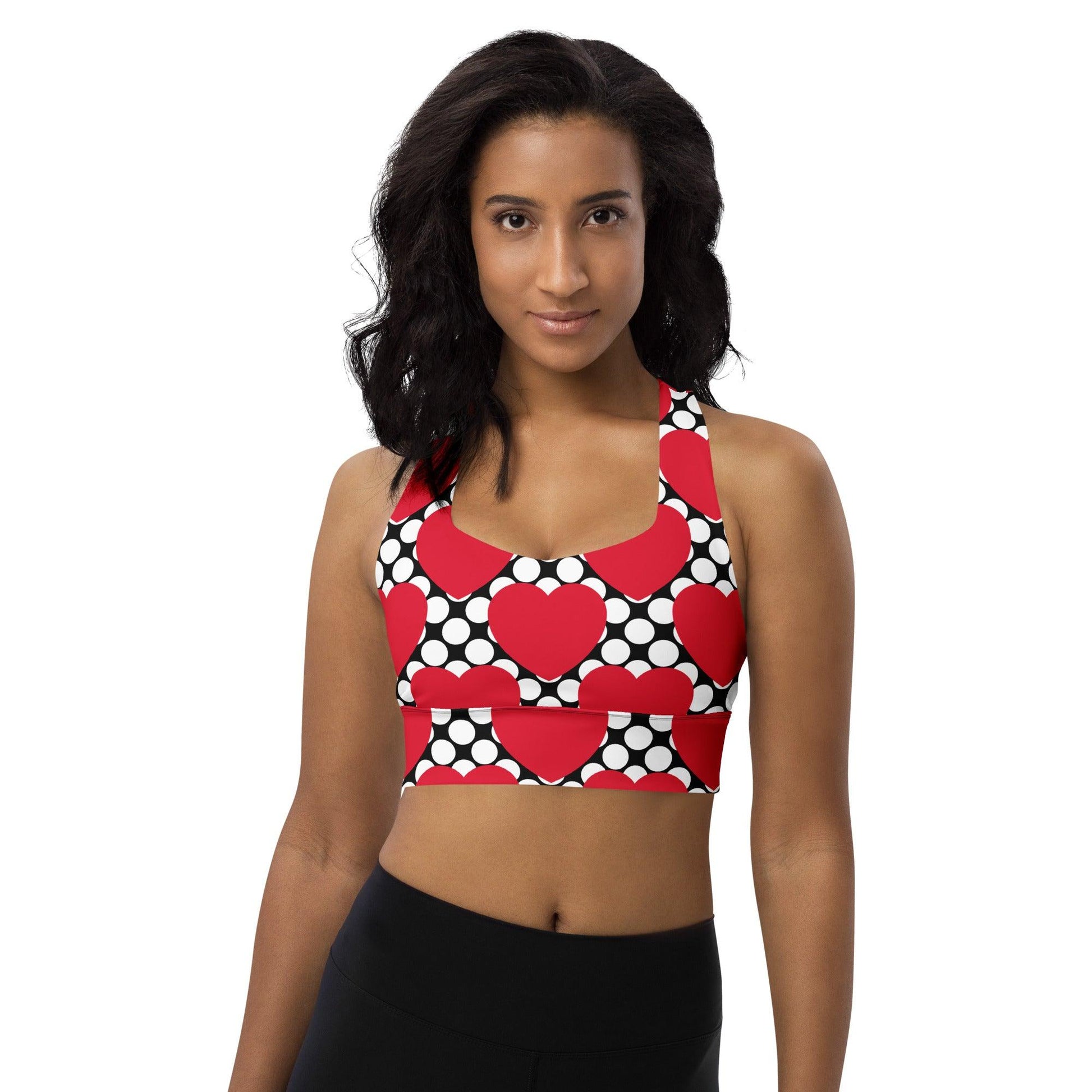 Sports bra - ELLIE LOVE DOT red black - Bold heart print 3XL